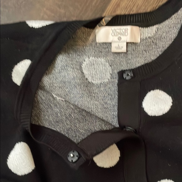 Victor Glemaud Black and White Polka Dot knit sweater and skirt set. - Picture 3 of 5